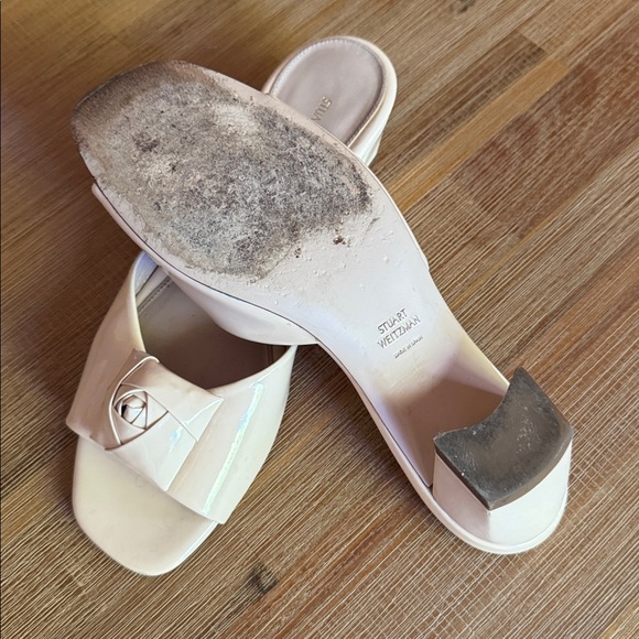 Stuart Weitzman Nude patent leather slide sandal size 8 - Picture 7 of 7